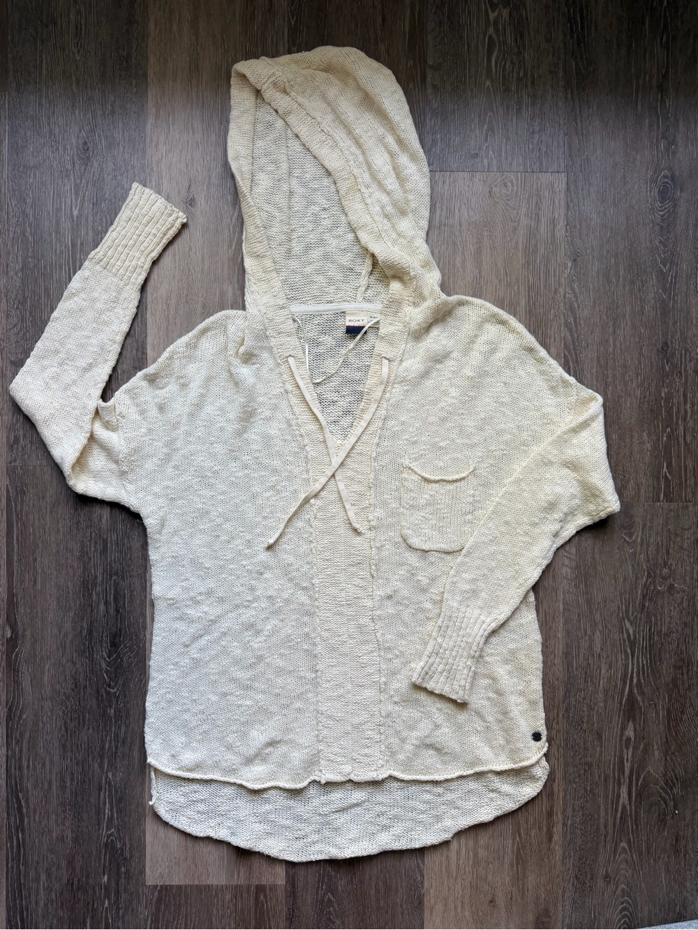 Roxy Cream Hooded Knit Pullover